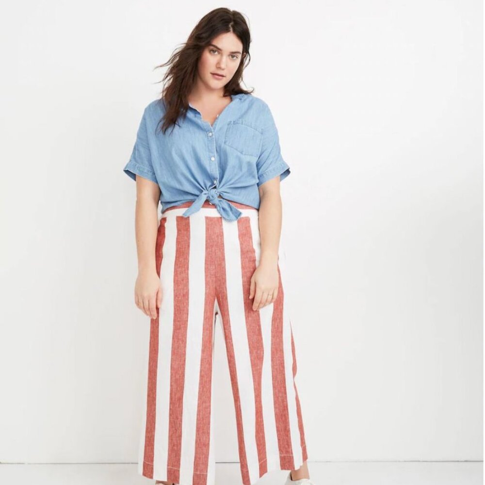 Madewell Wide-Leg Striped Pants in Red and White